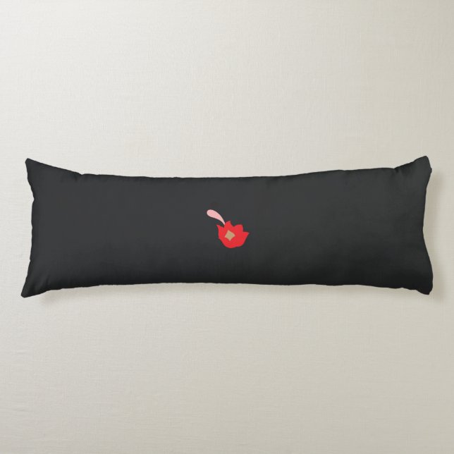 a red flower with a black background body cushion (Front)