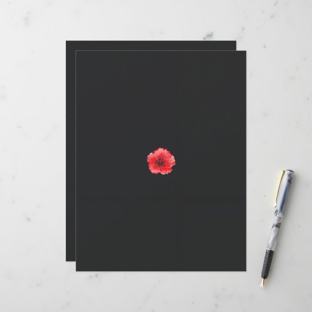 a red flower with a black centre on a black backgr (Front/Back In Situ)