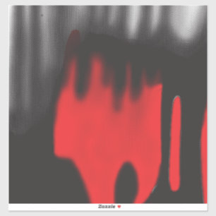 A red graphic design featuring bold geometric shap