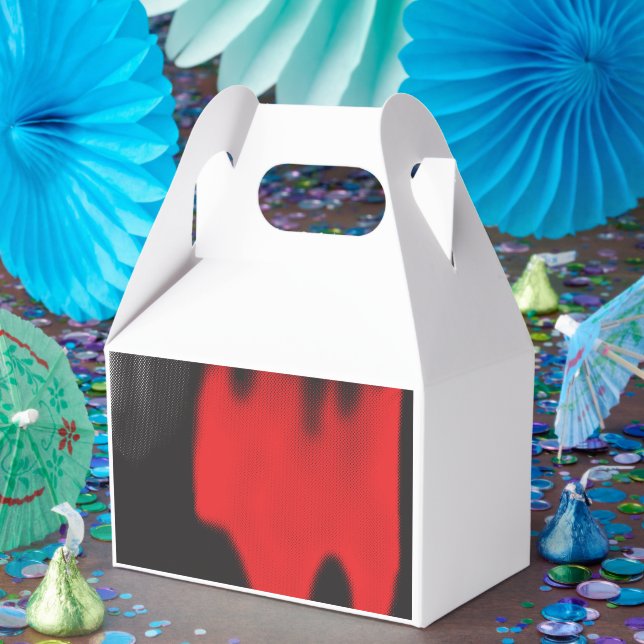 A red graphic design featuring bold geometric shap favour box (Party)