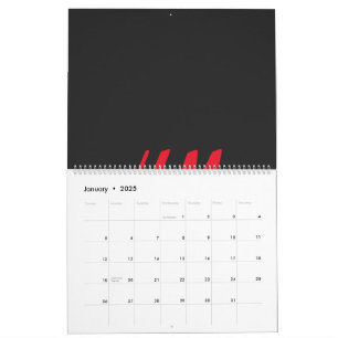 a red h and m logo on a black background calendar
