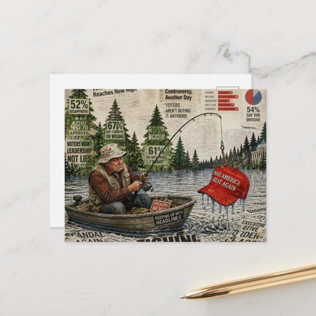 A red hat caught by a disappointed fisherman postcard (Front/Back In Situ)