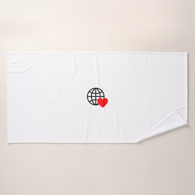 A red heart symbol created with smooth, bold lines bath towel set (Bath Towel)