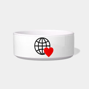 A red heart symbol created with smooth, bold lines bowl