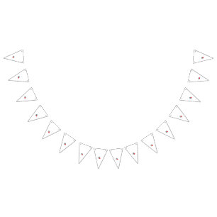 A red heart symbol created with smooth, bold lines bunting