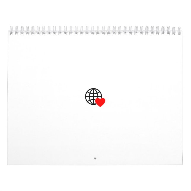 A red heart symbol created with smooth, bold lines calendar (Cover)