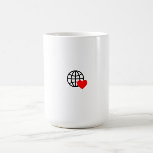 A red heart symbol created with smooth, bold lines coffee mug
