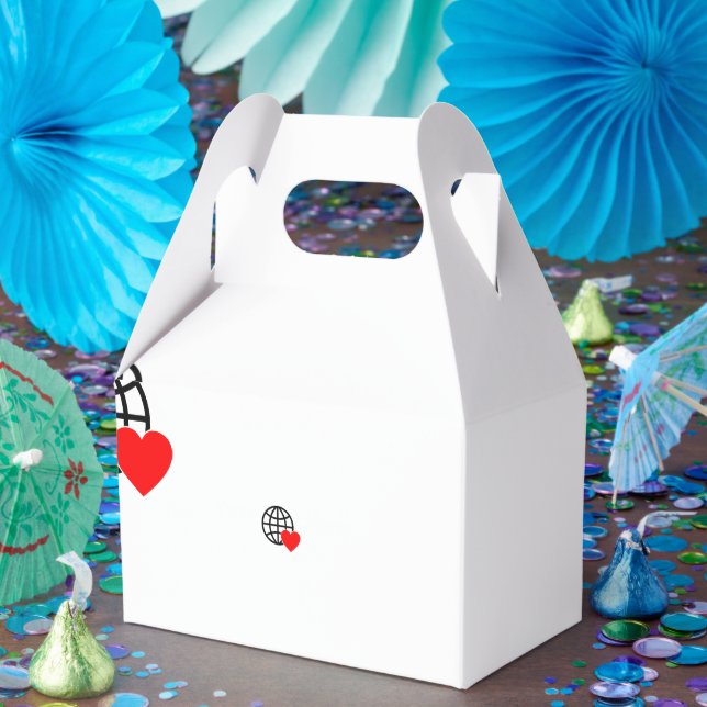 A red heart symbol created with smooth, bold lines favour box (Party)