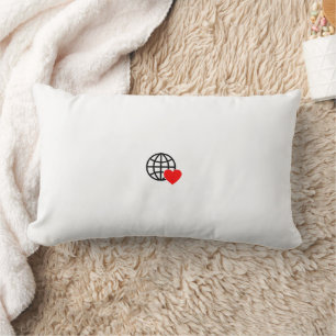 A red heart symbol created with smooth, bold lines lumbar cushion