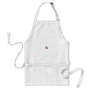 A red heart symbol created with smooth, bold lines standard apron