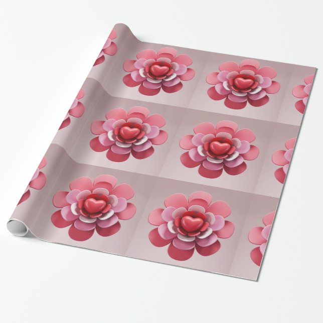 a red heart wrapping paper (Unrolled)