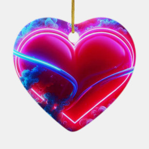 A Red Hot, Smokey Heart on a Valentines Day Tree  Ceramic Ornament