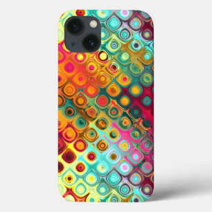 A Red Liquid Rainbow Dots Abstract Pattern iPhone 13 Case