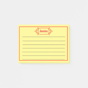 A Red Ornate Patterned Title Graphic Post-it Notes