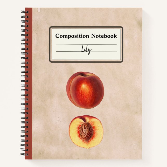 A Red Peach and a Half Personalised Composition Notebook (Front)
