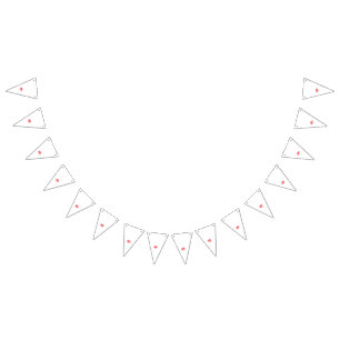 A red petal graphic resembling clip art, depicting bunting 