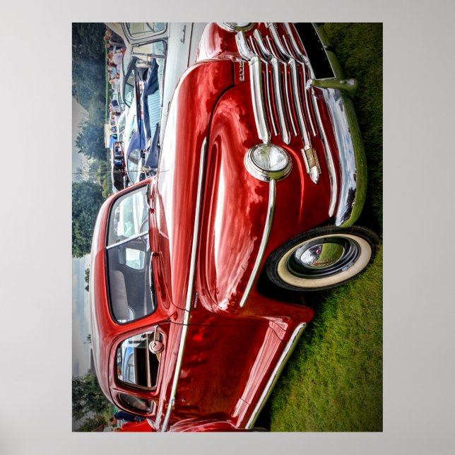 A red Plymouth Special Deluxe Coupe Poster (Front)