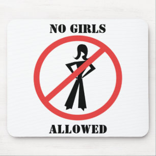 A Red Prohibition Sign with a Woman Inside. Mouse Pad