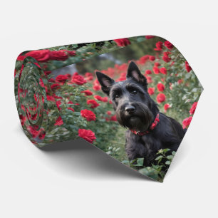 "A Red Rose for the Black Scottish Terrier" Tie