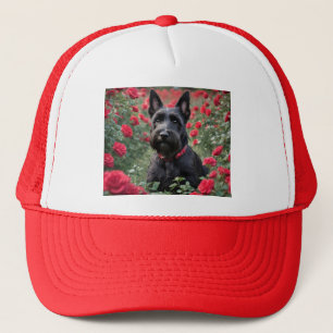 "A Red Rose for the Black Scottish Terrier" Trucker Hat