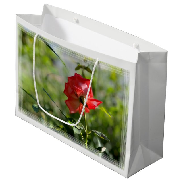 A red rose large gift bag (Front Angled)