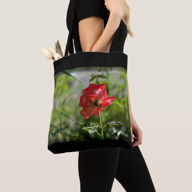 A red rose tote bag (Close Up)