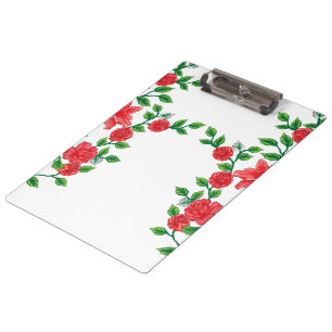A red rose with detailed petals, depicted in a cli clipboard