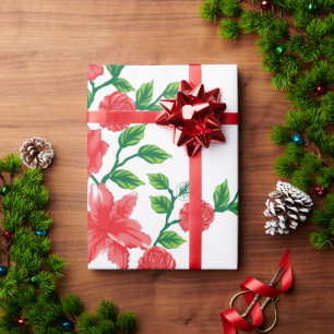 A red rose with detailed petals, depicted in a cli wrapping paper