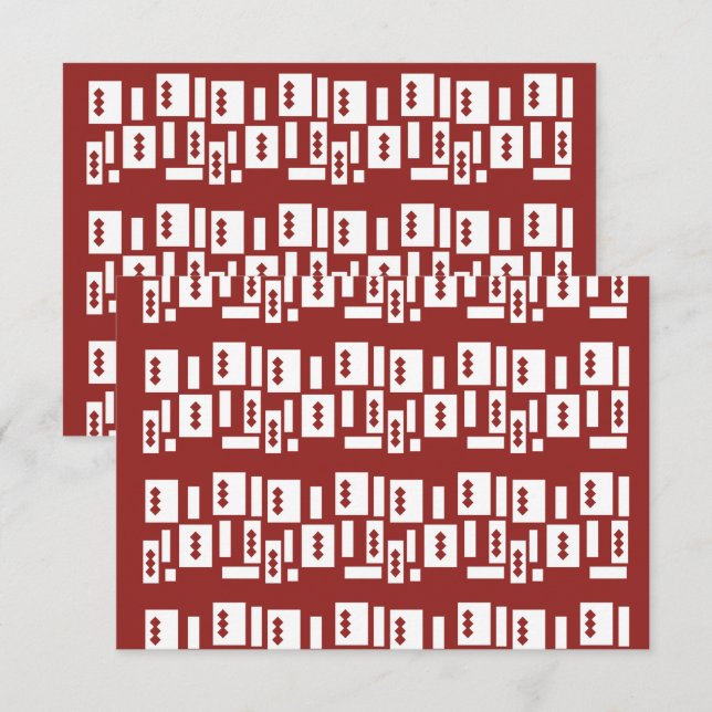 A red rug with a textured pattern is spread out on thank you card (Front/Back)