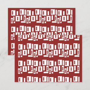 A red rug with a textured pattern is spread out on thank you card
