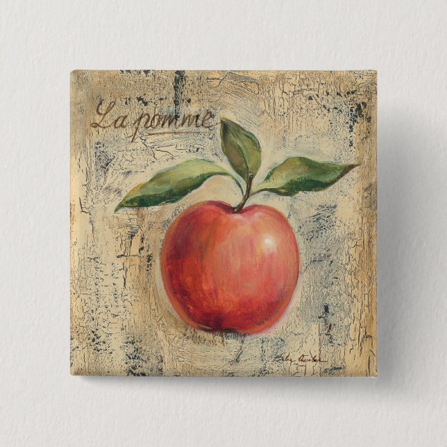 A Red Shiny Apple 15 Cm Square Badge (Front)
