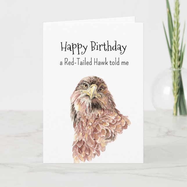 A Red-Tailed Hawk Personality Birthday Fun Bird Card (Front)