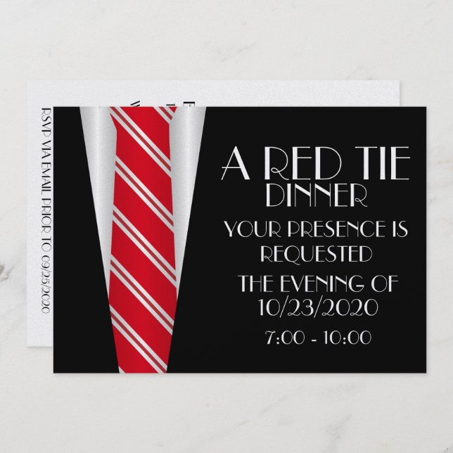 A Red Tie Dinner Invitation (Front/Back)