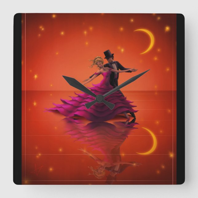 A Red Waltz Square Wall Clock (Front)