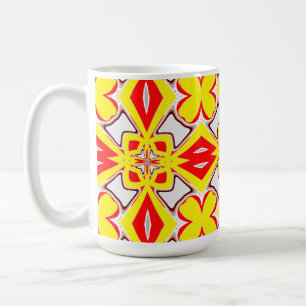 A red yellow white vibrant classic pattern  coffee mug