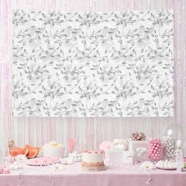 A refined black and white floral motif, highlighti banner (Party)