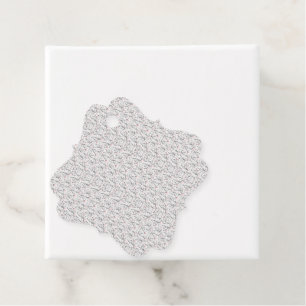 A refined floral motif in white and grey, presenti favour tags