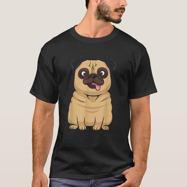 A Regular Cartoon Pug Dog T-Shirt (Front)