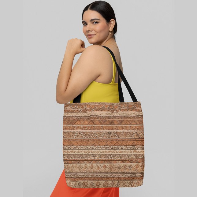 A repeating pattern of geometric shapes and lines tote bag (Creator Uploaded)