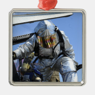 A rescue drill is performed on the flight deck metal tree decoration