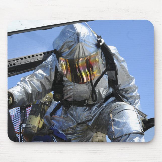 A rescue drill is performed on the flight deck mouse pad (Front)