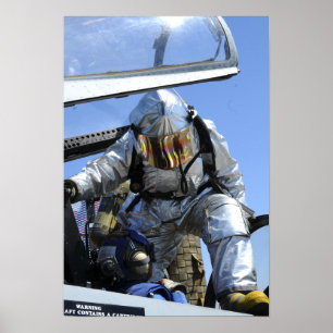 A rescue drill is performed on the flight deck poster