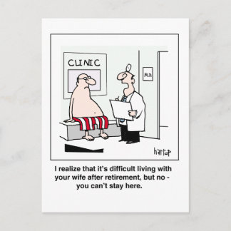 A retiree at the doctor's postcard
