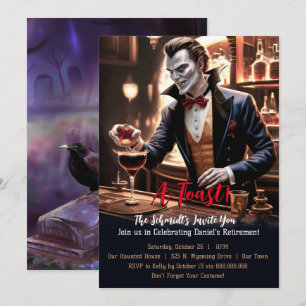 "A Retirement Toast, Humourous Vampire Theme Party Invitation