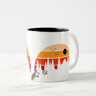 A Retro Adventure mountain  Two-Tone Coffee Mug