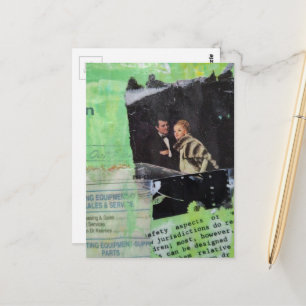 A Retro Couple Mixed Media Collage Postcard