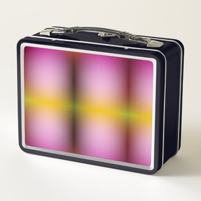 A retro metal lunchbox with a vibrant gradient (Back)