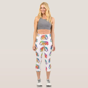 A Retro Style Elephant Design Capri Leggings
