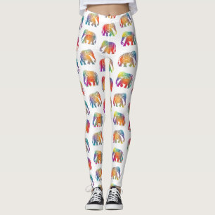 A Retro Style Elephant Design  Leggings