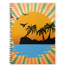 A retro sunset with tree 